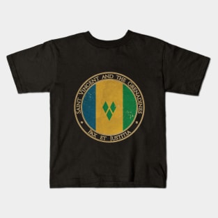 Vintage Saint Vincent and the Grenadines USA North America United States Flag Kids T-Shirt